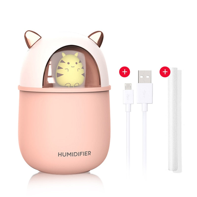 New Humidifier Cute Pet Mini Household Small Moisturizing Aromatherapy Car Creativity Air Bear USB Humidifier LED Mist Maker